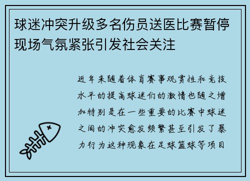 球迷冲突升级多名伤员送医比赛暂停现场气氛紧张引发社会关注